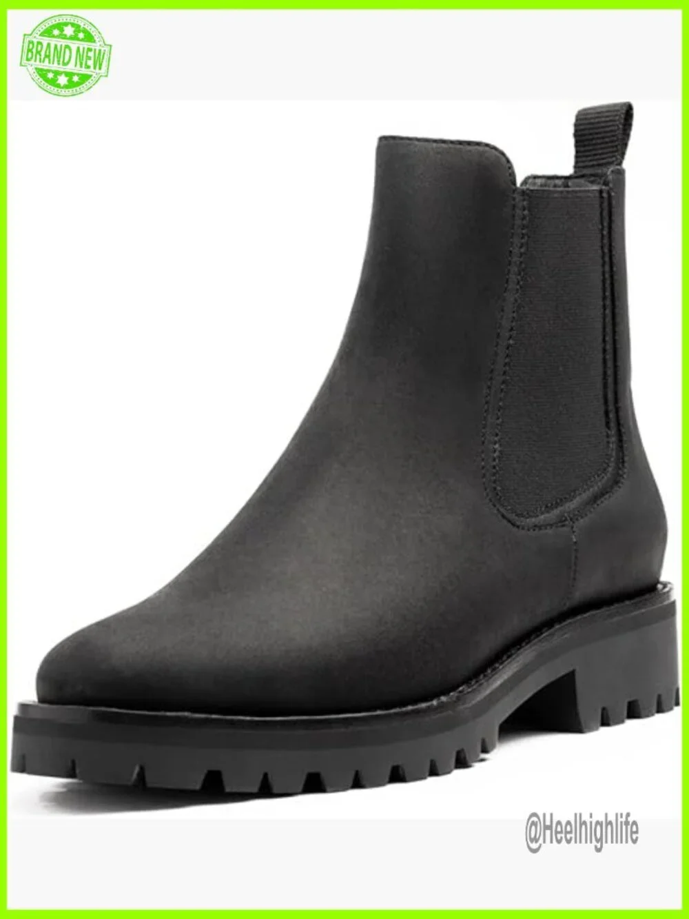 Women's Rugged Chelsea Boots, Leather Ankle Booties, Slip-On Work Boots
